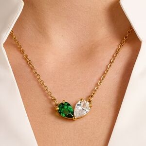 18 KT Gold Over Titanium Emerald Necklace
